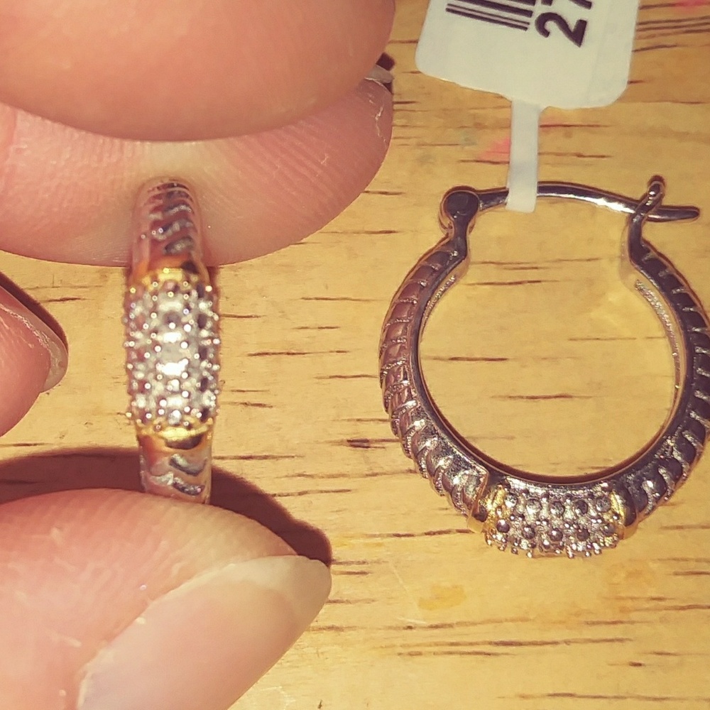 Ion plated 18k Gold & Platinum bonded Hoop Earring